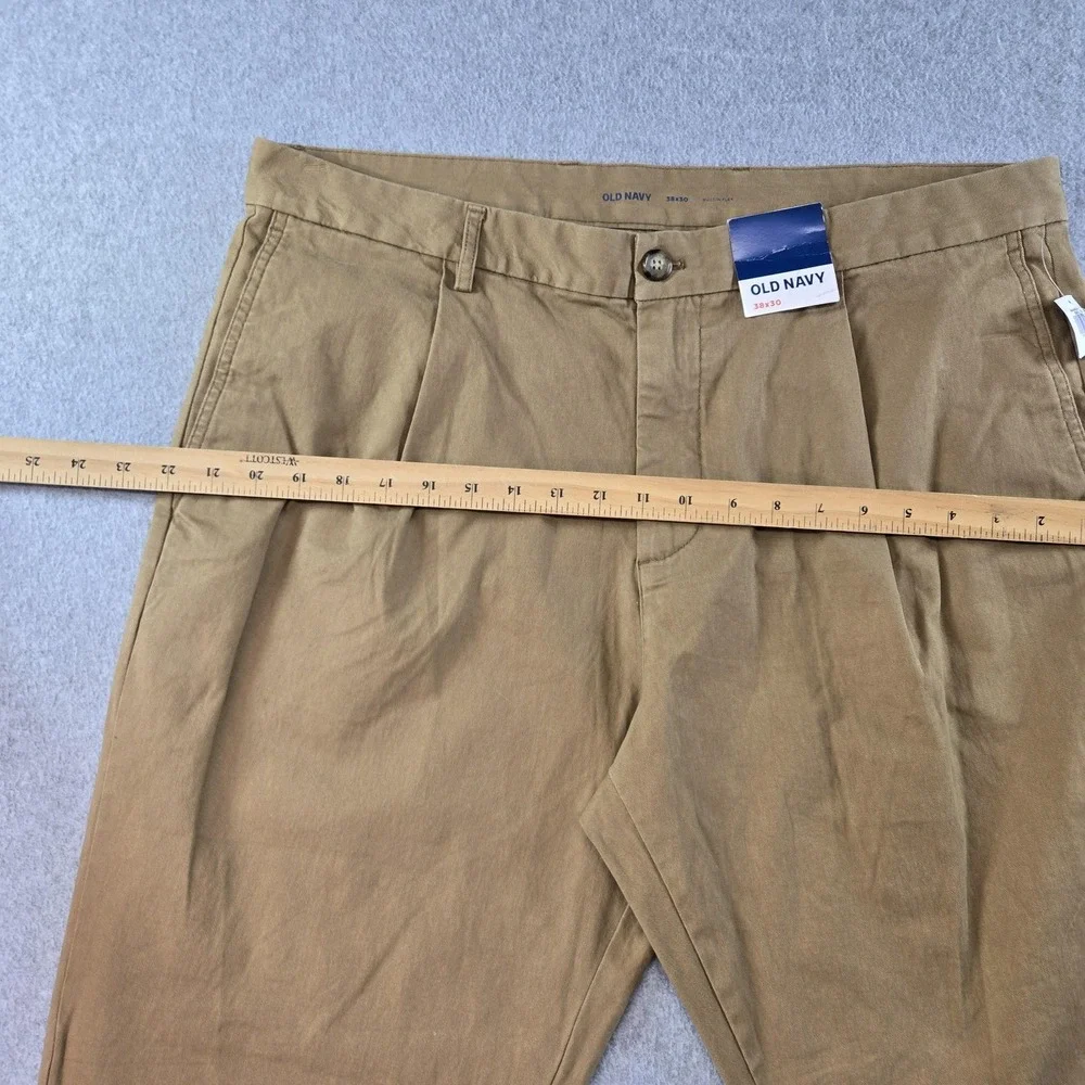 Old Navy Pants Mens 38x30 Beige Chino Relaxed Cotton‎ Spandex Pleated Pockets